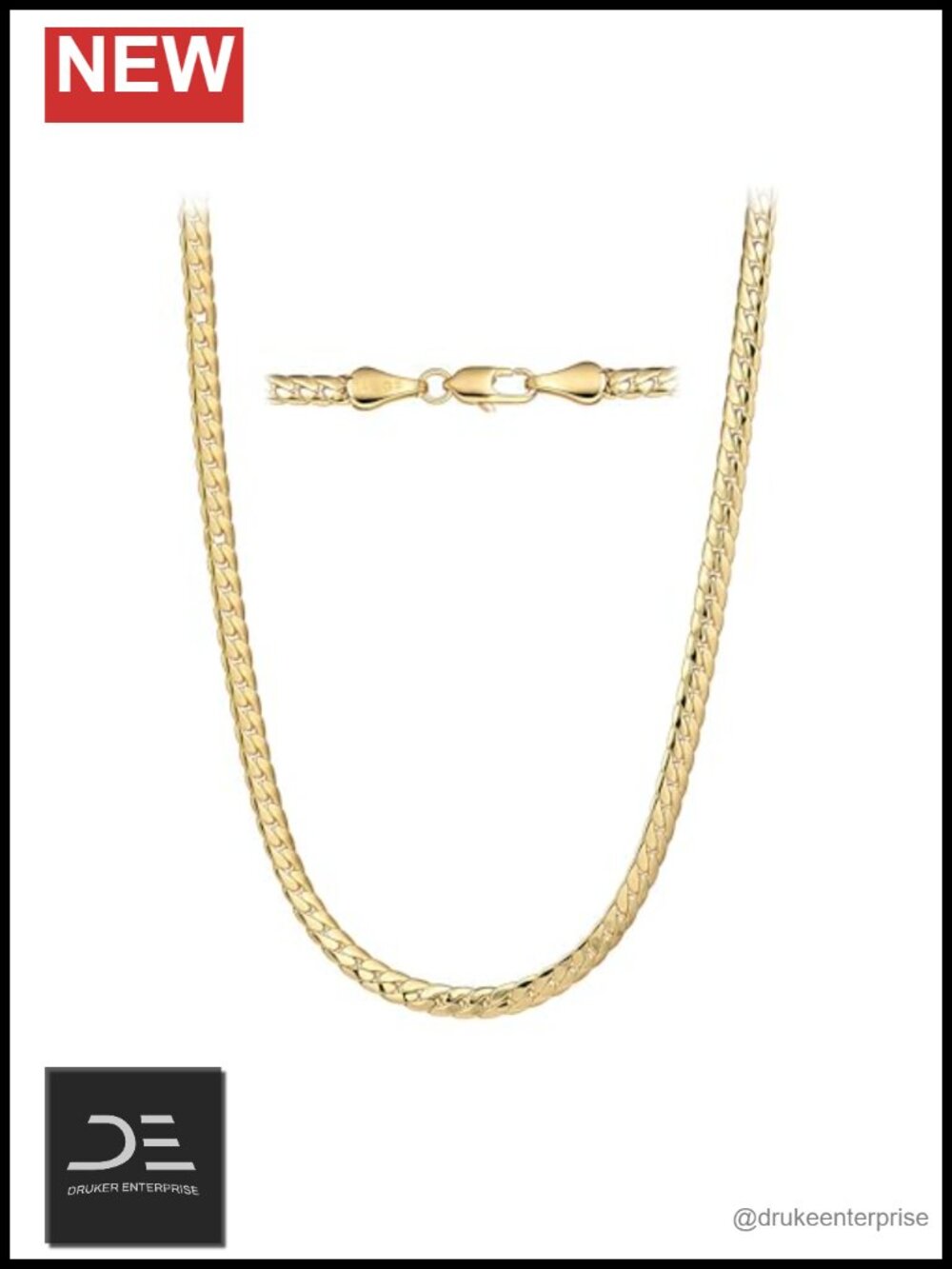 14K Gold Filled Flat Snake Chain Necklace Unisex Hypoallergenic Layering